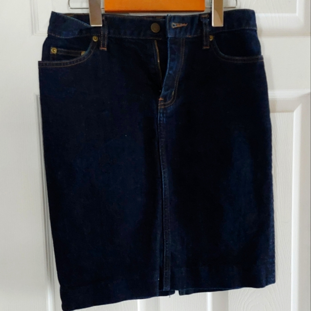 Ralph Lauren Dark Blue Denim Skirt. Knee Length. EUC